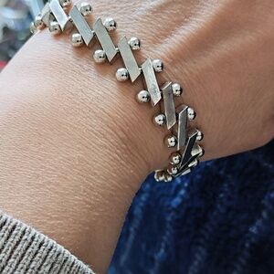 Sterling Silver Geometric Bracelet - Silver